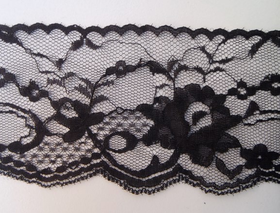 Δαντέλα (Lace) RLS-158, Μαύρο, Γκρι
