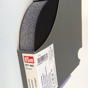 Λάστιχο ραπτικής Ζακάρ Μαύρο- Ασημί 25 mm (Rubber sewing tape) – Prym 957466