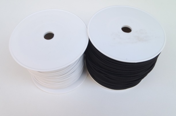 Λάστιχο ραπτικής Στρογγυλό (Rubber sewing tape), σε Λευκό και Μαύρο