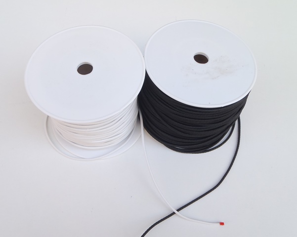 Λάστιχο ραπτικής Στρογγυλό (Rubber sewing tape), σε Λευκό και Μαύρο