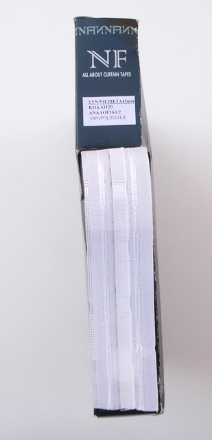 Τρέσα για κουρτίνα (Curtain tape) Λευκή, Συνεχόμενη πιέτα, 45 mm  - NF