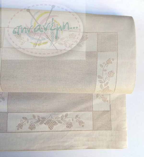 Ύφασμα για κέντημα Καρό Μανέλ– Μπεζ