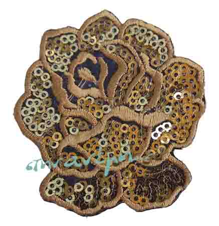 Θερμοκολλητικά μοτίφ (Iron-on patches) Τριανταφυλλάκι Χρυσό με παγιέτες