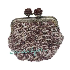 Μεταλλικό πλαίσιο-κούμπωμα (bag handle) με χρωματιστό τριαντάφυλλο