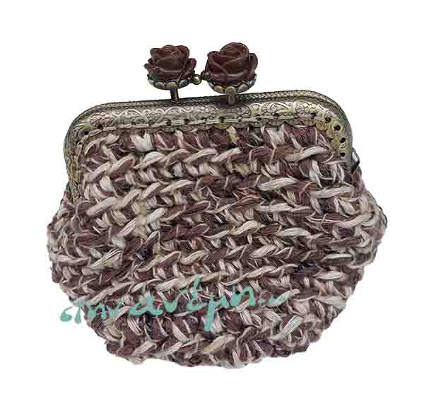 Μεταλλικό πλαίσιο-κούμπωμα (bag handle) με χρωματιστό τριαντάφυλλο